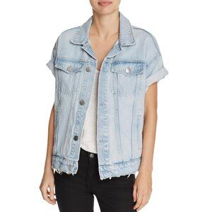 CURRENT/ELLIOTT Short Sleeves Distressed Denim Jacket